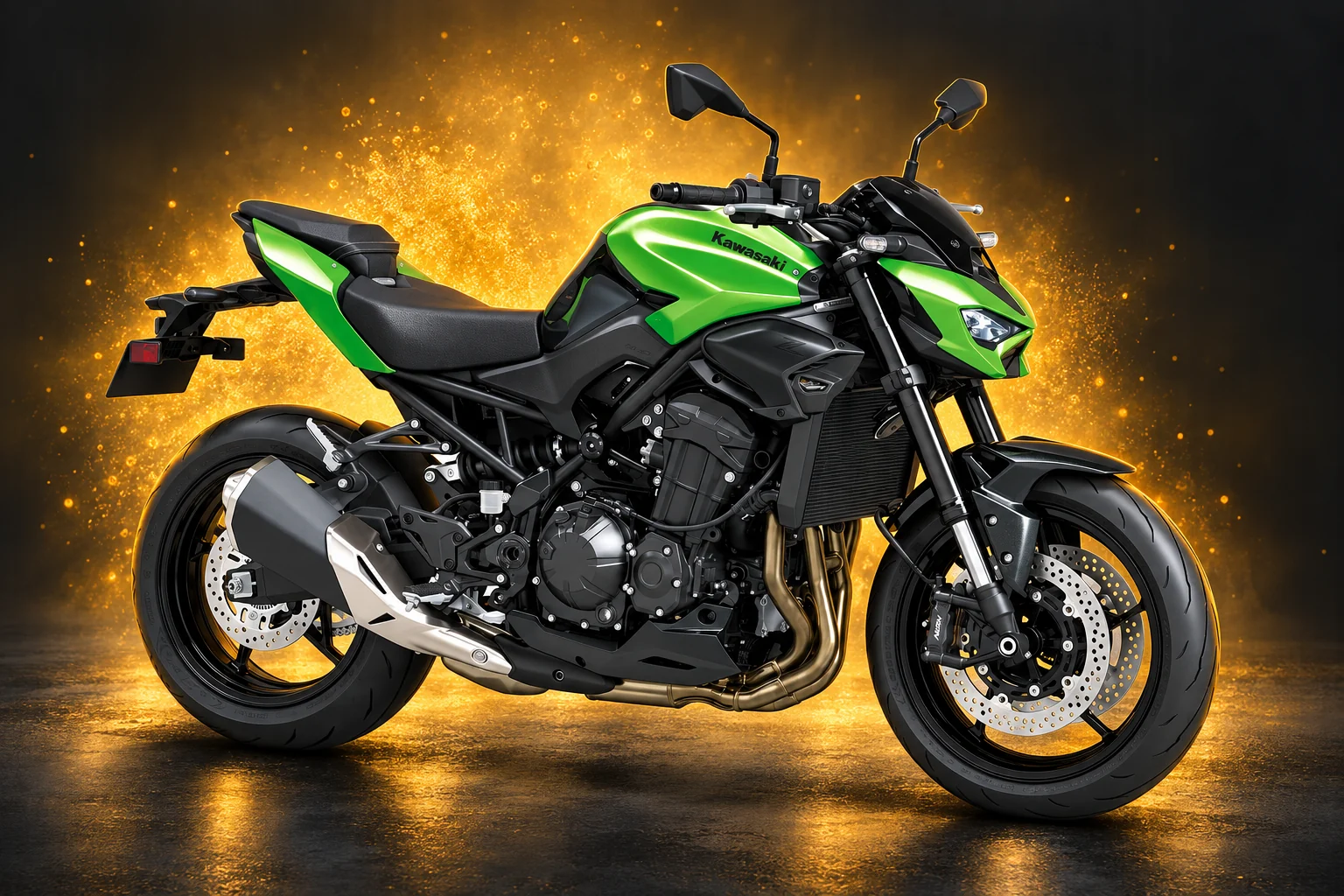 Kawasaki Z900 2026, imagine de prezentare cu fundal editat