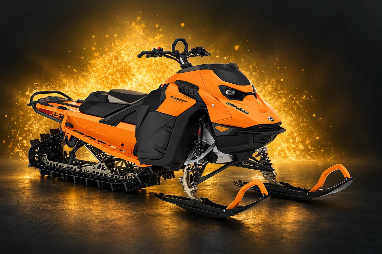 Ski-Doo Summit X 850 E-TEC 2027 Orange Crush, imagine de prezentare cu fundal editat